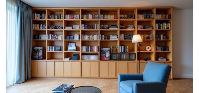 Bibliothèque sur mesure en bois clair