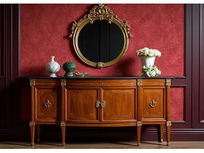 Le Buffet Noyer - Buffet élégant en noyer avec finitions en laiton