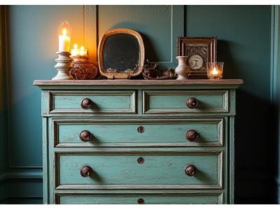 La Commode Patinée - Commode vintage avec tiroirs en bois patiné